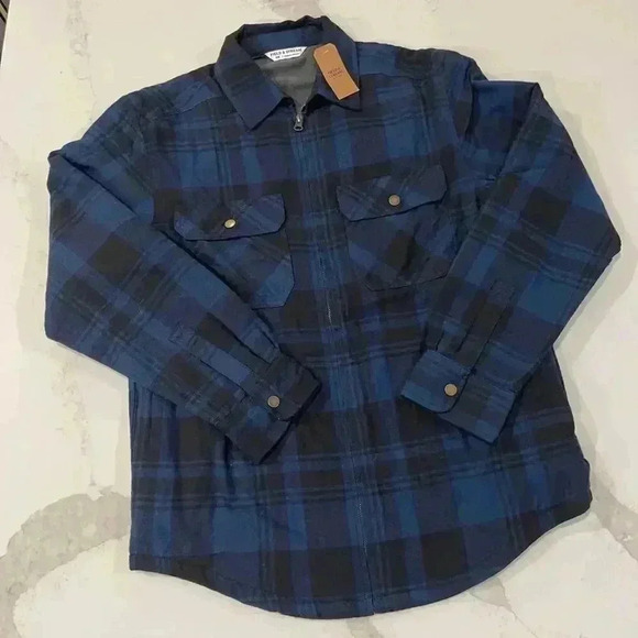 Field & Stream NWT Jacket Flannel Sherpa Fleece Lined FullZip Outerwear Mens S/M - Picture 1 of 6